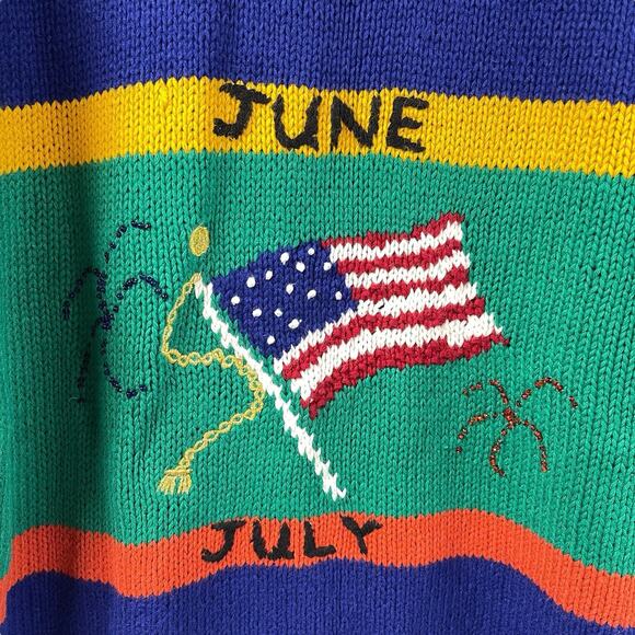 Vintage Knitted Calendar Cardigan Colorful Croft & Barrow Large Quirky - Picture 13 of 14